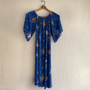Vintage Floral Blue Dress